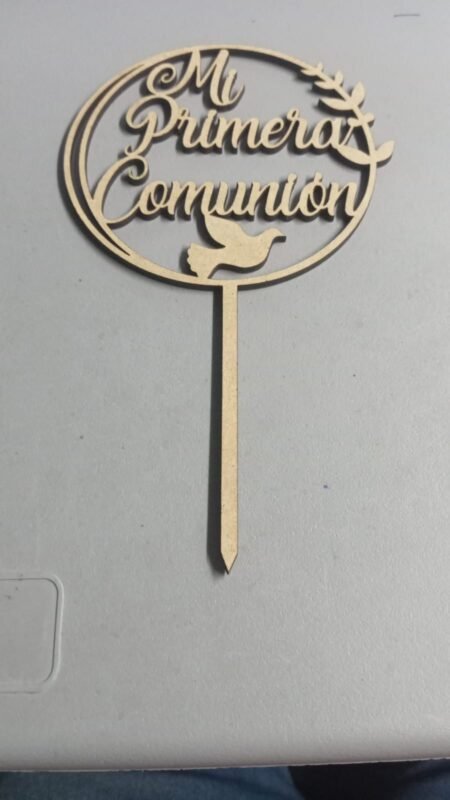 F00129 COMUNION TOPPER COMUNION CIRCULO LAUREL Y PALOMA