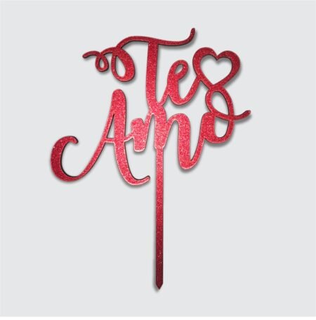 F00252 TOPPER TE AMO CORAZON GLITTER