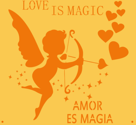 SB072 LOVE IS MAGIC CUPIDO 20 X 20