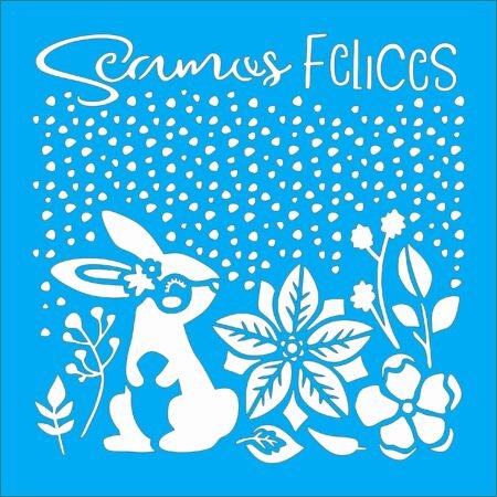 N00199 CONEJO SEAMOS FELICIES 20 X 20